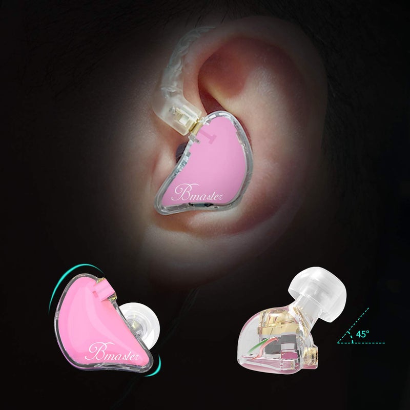 BASN Bmaster in Ear Monitor Headphones Triple Driver Earphones with Two Detachable MMCX Cable Fit in Ear Suitable for Audio Musician Drummer(Pink) - Image 2